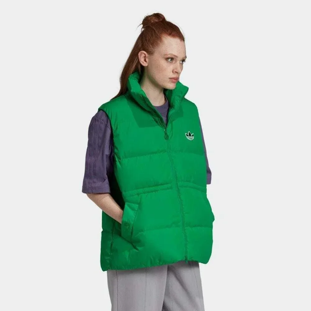 NEW Size XS X-Small   Adidas Originals Green Down Zip-Up Puffer Vest GD2521 - Picture 2 of 9